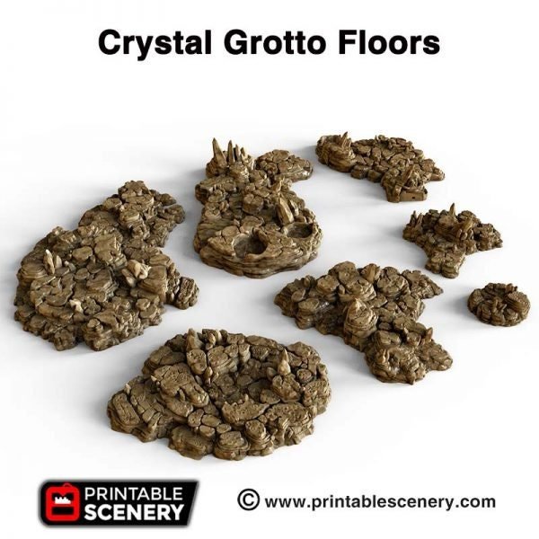 Crystal Cavern Floors 15mm 28mm for D&D Terrain, DnD Pathfinder Grotto, Underdark, Out of the Abyss