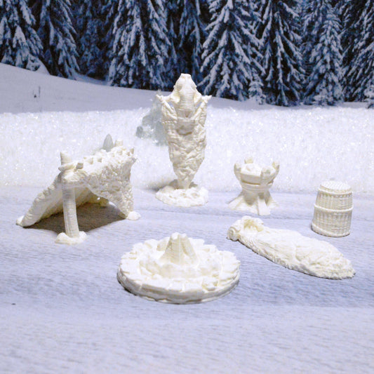 Ice Tribe Camp 15mm 28mm 32mm for D&D Icewind Dale Terrain, DnD Pathfinder Arctic Snowy Icy