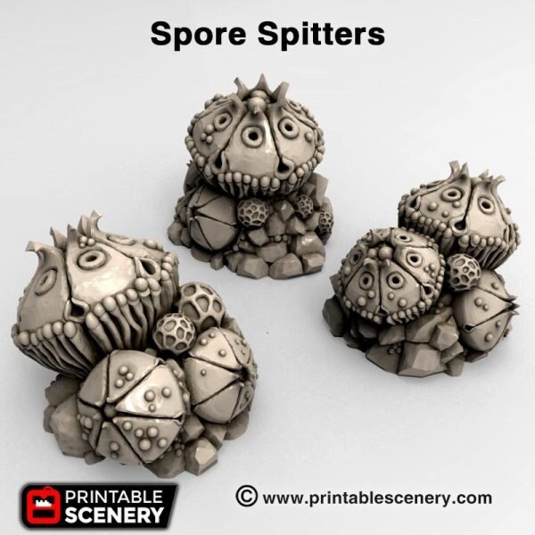 Sci-Fi Alien Spore Spitters 15mm 28mm 32mm for D&D Terrain, DnD Pathfinder Warhammer 40k Age of Sigmar Underdark Plants