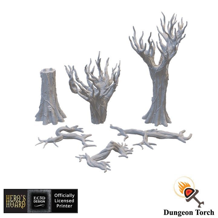 Jungle Trees and Roots 15mm 28mm for D&D Terrain, DnD Pathfinder Pirate Cove Coastal Tribal, Depths of Savage Atoll