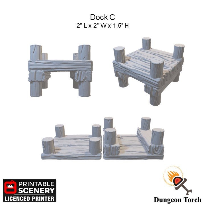 Docks 28mm for D&D Terrain, Pathfinder Terrain, Wargame Terrain - Modular Docks