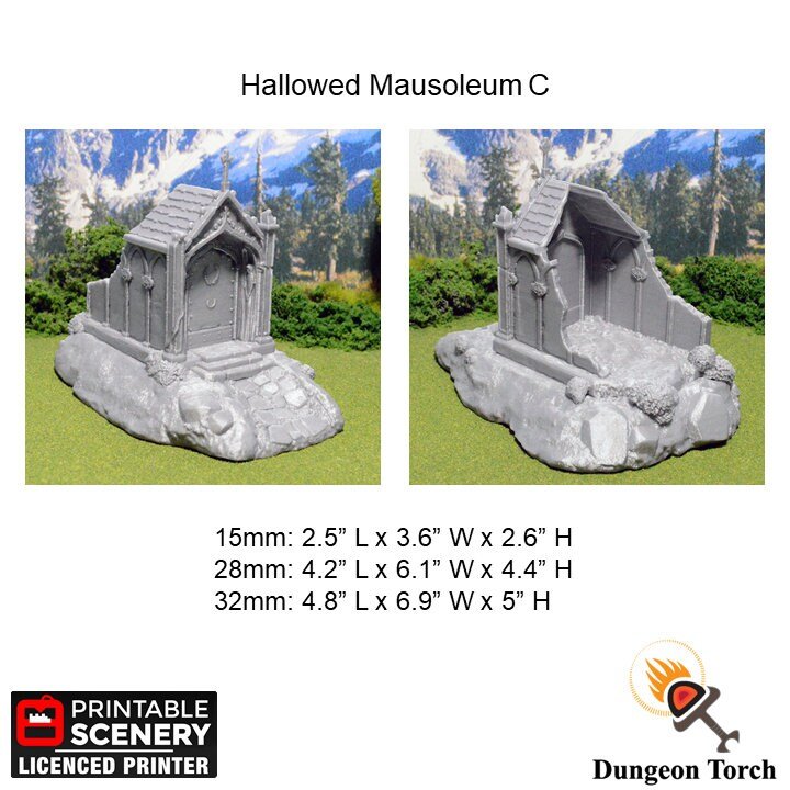 Hallowed Mausoleums 15mm 28mm 32mm for D&D Terrain, DnD Pathfinder Ravenloft Shadowfell Shadow Fey Rubble
