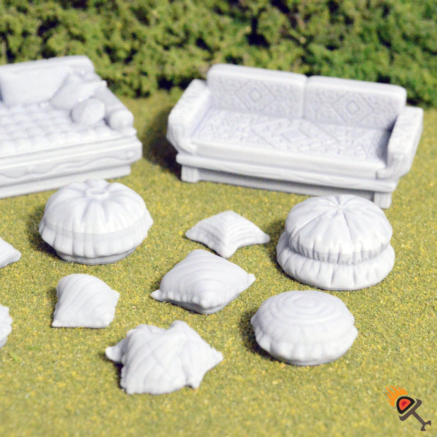 Miniature Couches, Cushions and Pillows 28mm 32mm for D&D Terrain, DnD Pathfinder Desert Palace Furniture