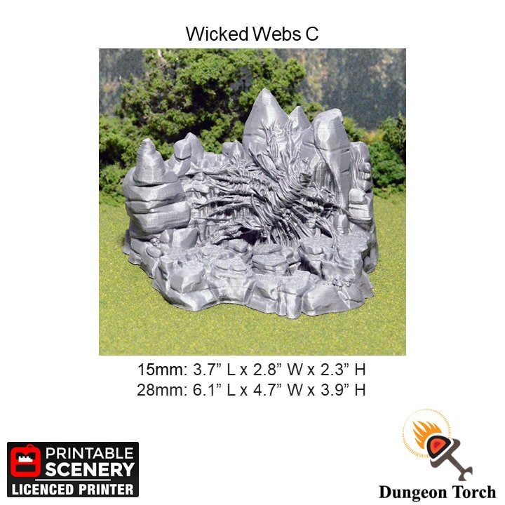 Wicked Webs 15mm 28mm for D&D Terrain, DnD Pathfinder Underdark Spider Cave Cavern, Out of the Abyss