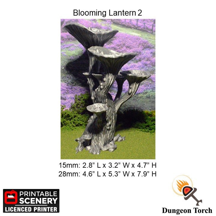 Blooming Lanterns 15mm 28mm for D&D Terrain, DnD Pathfinder Underdark Fantasy Mushroom Trees, Out of the Abyss