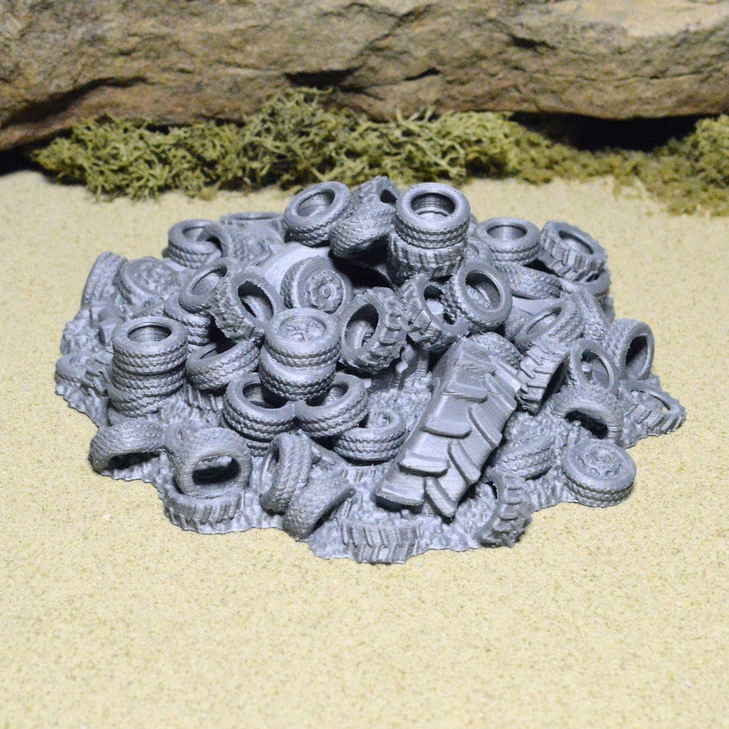 Scrapyard Miniature Tire Pile 15mm 20mm 28mm 32mm for Gaslands Terrain, Urban Fallout Wasteland Post-Apocalyptic, This is Not a Test
