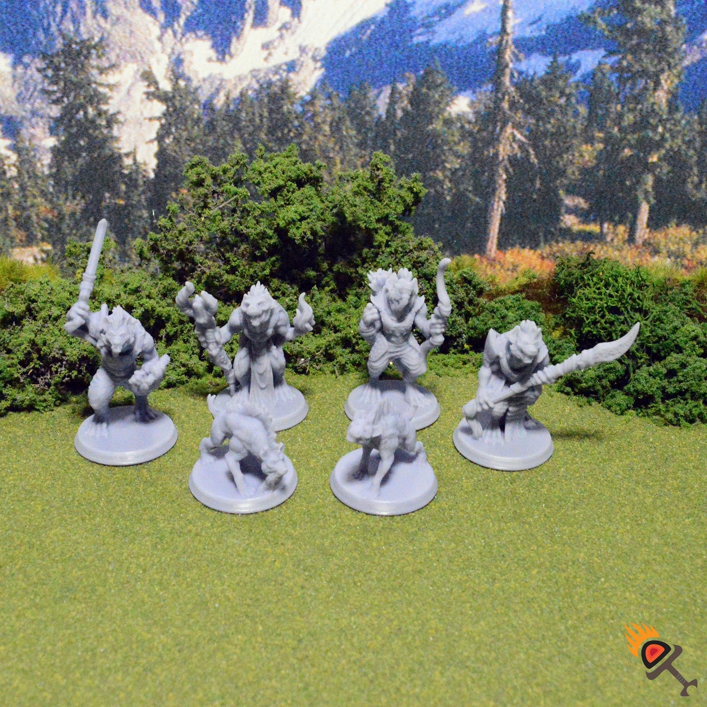 Gnoll Pack with Hyenas 28mm for D&D DnD Pathfinder Miniatures, EC3D Beast and Baddies
