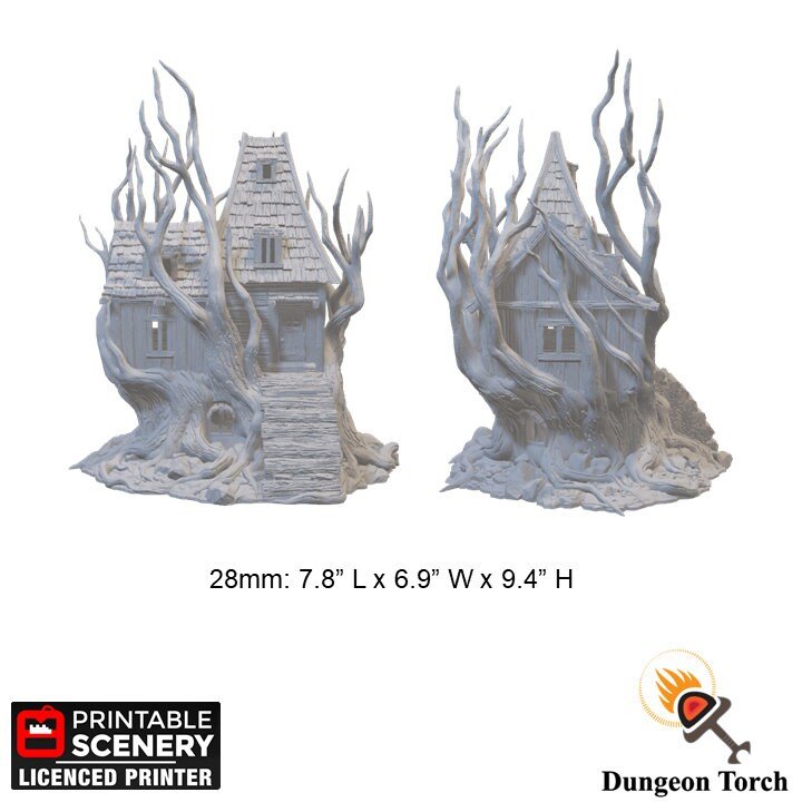 Feywild Cabin 28mm for D&D Terrain, DnD Pathfinder Ravenloft Shadowfell Faerie Tree House